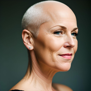 Portrait of a woman who has hair loss due to Alopecia