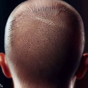 An image of the back of a woman's head showing scalp micro pigmentation