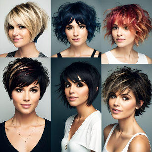 6 different women with different hair styles